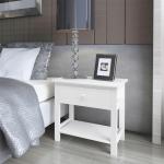 Noční stolky VidaXL v bílé barvě ze dřeva s úložným prostorem 