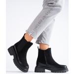 Dámské Kotníčkové boty na podpatku Vinceza v černé barvě v ležérním stylu z koženky ve velikosti 36 s výškou podpatku nad 9 cm ve slevě na zimu 