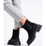 Dámské Kotníčkové boty na podpatku Vinceza v černé barvě v ležérním stylu z koženky ve velikosti 37 s výškou podpatku nad 9 cm ve slevě na zimu 