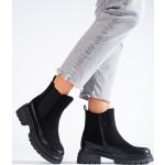 Dámské Kotníčkové boty na podpatku Vinceza v černé barvě v ležérním stylu z koženky ve velikosti 39 s výškou podpatku nad 9 cm ve slevě na zimu 