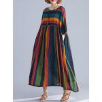Dámské Šaty s potiskem vícebarevné ve vintage stylu s pruhovaným vzorem ve velikosti Onesize plus size 