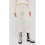 Vlněné kalhoty MAX&Co. dámské, krémová barva, jednoduché, high waist