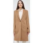 Dámské Designer Klasické kabáty Calvin Klein v béžové barvě z vlny ve velikosti 10 XL ve slevě 