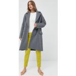 Vlněný kabát Emporio Armani šedá barva, přechodný, dvouřadový