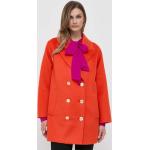 Dámské Klasické kabáty v oranžové barvě z vlny ve velikosti M 