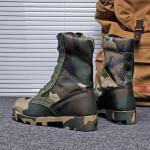 Pánská  Vojenská obuv v khaki barvě v army stylu z plátěného materiálu na zimu 