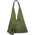 Vojensky zelená kožená kabelka na rameno v úpravě semiš 184