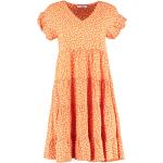 Dámské Letní šaty Haily´s v oranžové barvě s květinovým vzorem ve velikosti Oversize s krátkým rukávem po kolena s volány 