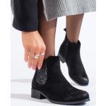 Dámské Kotníčkové boty na podpatku v černé barvě v ležérním stylu z kůže ve velikosti 37 s výškou podpatku nad 9 cm ve slevě na zimu 