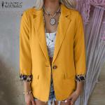 Dámská  Jarní a podzimní móda v žluté barvě v elegantním stylu s leopardím vzorem z polyesteru ve velikosti 10 XL plus size 