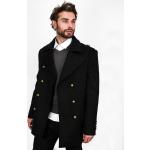 Pánské Zimní kabáty v černé barvě v elegantním stylu z vlny ve velikosti L ve slevě 
