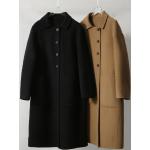 Dámské Klasické kabáty v kávové barvě v elegantním stylu ze syntetiky s dlouhým rukávem na zimu 