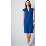 Dámské Pouzdrové šaty Alba Moda v modré barvě ze syntetiky ve velikosti XXL s krátkým rukávem s výstřihem do V 