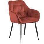 Jídelní židle v červené barvě v elegantním stylu z kovu s loketní opěrkou lakované 