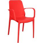 Jídelní židle v červené barvě v moderním stylu s loketní opěrkou 
