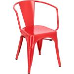 Barové židle v červené barvě v retro stylu s loketní opěrkou 