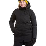 Dámské Zimní bundy s kapucí Meatfly Nepromokavé Prodyšné v černé barvě z polyesteru se sněžným pásem ve slevě 