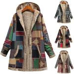 Dámské Zimní bundy s kapucí ve vintage stylu ze sametu ve velikosti 3 XL s dlouhým rukávem dlouhé plus size 