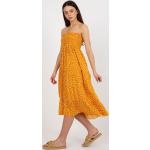 Dámské Šaty s potiskem FashionHunters ve smetanové barvě v ležérním stylu ve velikosti S s volány ve slevě na léto 