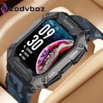 Pánské Náramkové hodinky v černé barvě vhodné na Sport s měřící funkcí Krokoměr kompatibilní s Android připojitelné k síti Bluetooth s voděodolností 5 Bar 